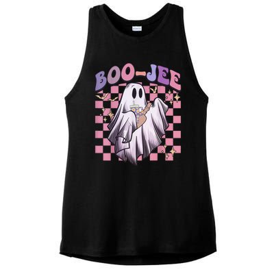 Spooky Season Cute Groovy Ghost Halloween Costume Boo Jee Ladies PosiCharge Tri-Blend Wicking Tank