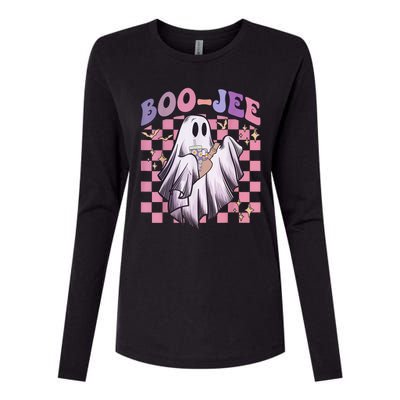 Spooky Season Cute Groovy Ghost Halloween Costume Boo Jee Womens Cotton Relaxed Long Sleeve T-Shirt