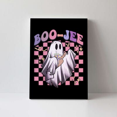 Spooky Season Cute Groovy Ghost Halloween Costume Boo Jee Canvas