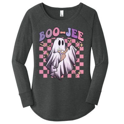 Spooky Season Cute Groovy Ghost Halloween Costume Boo Jee Women's Perfect Tri Tunic Long Sleeve Shirt