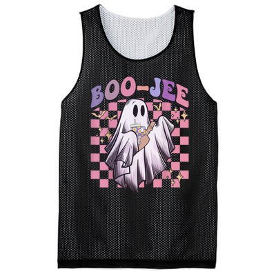 Spooky Season Cute Groovy Ghost Halloween Costume Boo Jee Mesh Reversible Basketball Jersey Tank