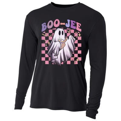 Spooky Season Cute Groovy Ghost Halloween Costume Boo Jee Cooling Performance Long Sleeve Crew