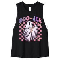 Spooky Season Cute Groovy Ghost Halloween Costume Boo Jee Women's Racerback Cropped Tank