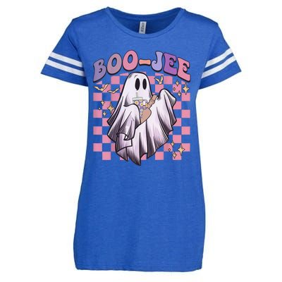 Spooky Season Cute Groovy Ghost Halloween Costume Boo Jee Enza Ladies Jersey Football T-Shirt