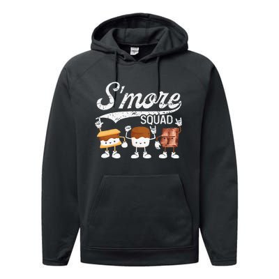 Smore Squad Camping Campfire Chocolate Marshmallow SMores Performance Fleece Hoodie