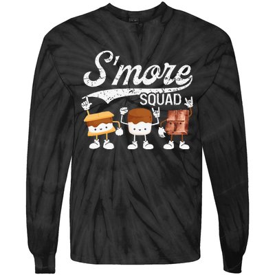 Smore Squad Camping Campfire Chocolate Marshmallow SMores Tie-Dye Long Sleeve Shirt