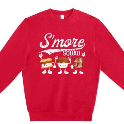 Smore Squad Camping Campfire Chocolate Marshmallow SMores Premium Crewneck Sweatshirt