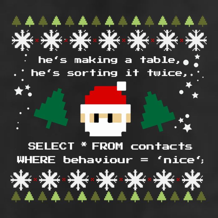 Sql Santa Claus Database Clause Developer Code Db Programmer Gift Adult Drive Performance Visor