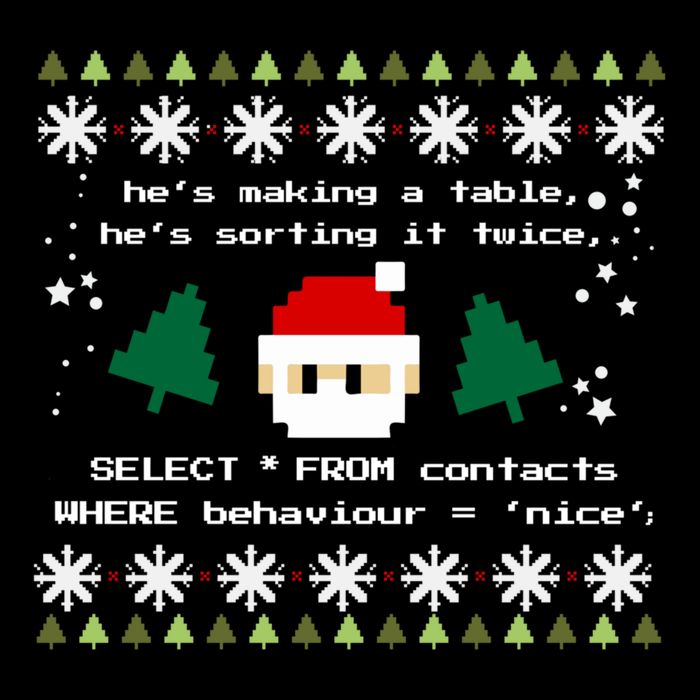 Sql Santa Claus Database Clause Developer Code Db Programmer Gift Youth Performance Sprint T-Shirt