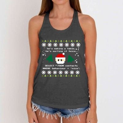 Sql Santa Claus Database Clause Developer Code Db Programmer Gift Women's Knotted Racerback Tank