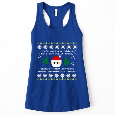 Sql Santa Claus Database Clause Developer Code Db Programmer Gift Women's Racerback Tank