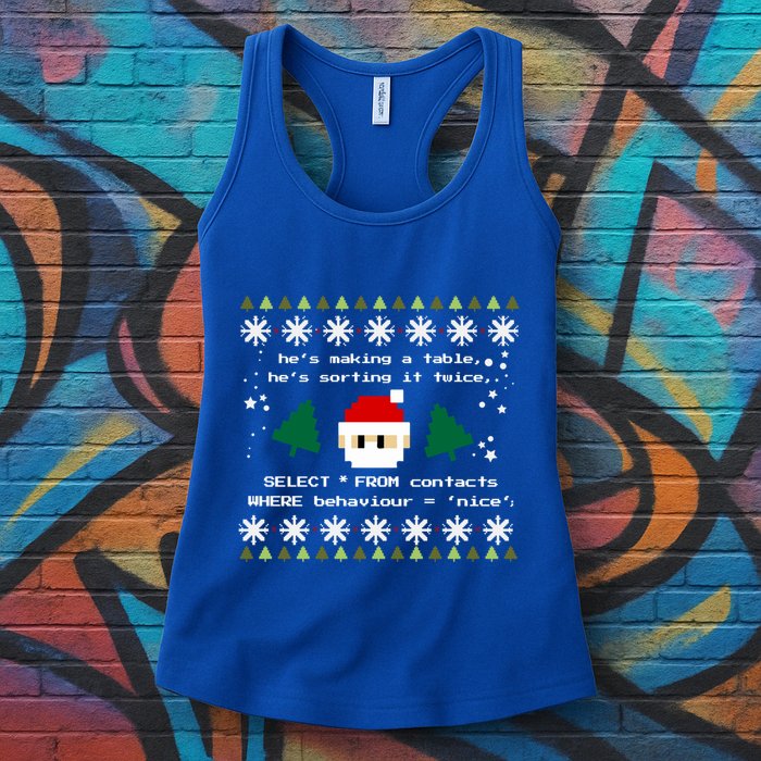 Sql Santa Claus Database Clause Developer Code Db Programmer Gift Women's Racerback Tank