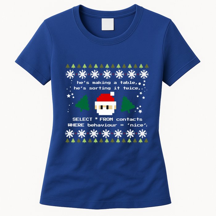 Sql Santa Claus Database Clause Developer Code Db Programmer Gift Women's T-Shirt