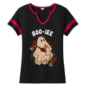 Spooky Season Cute Ghost Halloween Costume Boujee BooJee Ladies Halftime Notch Neck Tee