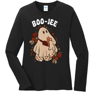 Spooky Season Cute Ghost Halloween Costume Boujee BooJee Ladies Long Sleeve Shirt