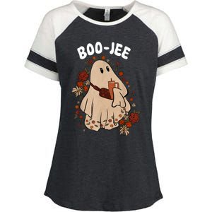 Spooky Season Cute Ghost Halloween Costume Boujee BooJee Enza Ladies Jersey Colorblock Tee