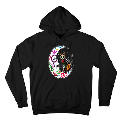 Sugar Skull Cat Moon Dia De Los Muertos Mexican Day of Dead Hoodie