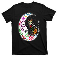 Sugar Skull Cat Moon Dia De Los Muertos Mexican Day of Dead T-Shirt