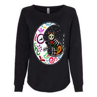 Sugar Skull Cat Moon Dia De Los Muertos Mexican Day of Dead Womens California Wash Sweatshirt