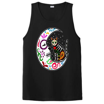 Sugar Skull Cat Moon Dia De Los Muertos Mexican Day of Dead PosiCharge Competitor Tank