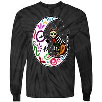 Sugar Skull Cat Moon Dia De Los Muertos Mexican Day of Dead Tie-Dye Long Sleeve Shirt