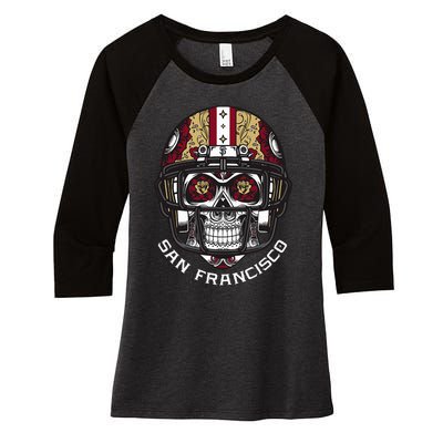 Sugar Skull Candy San Francisco Women's Tri-Blend 3/4-Sleeve Raglan Shirt