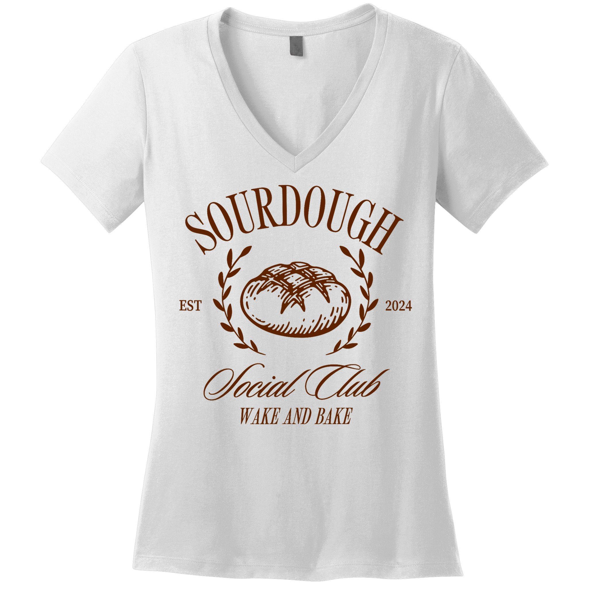 Sourdough Social Club Bread Wake & Bake In My Sourdough Era Women's V-Neck T-Shirt