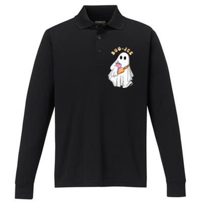 Spooky Season Cute Ghost Halloween Costume Boujee BooJee Performance Long Sleeve Polo