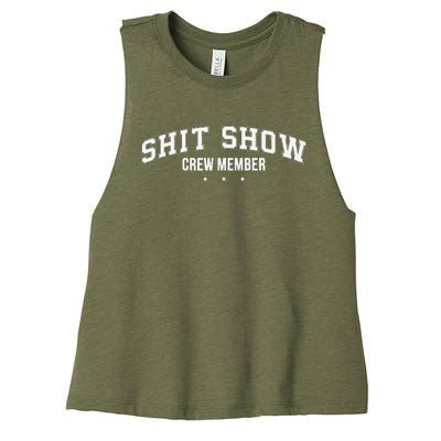 Shit Show Crew Member Funny Women's Racerback Cropped Tank