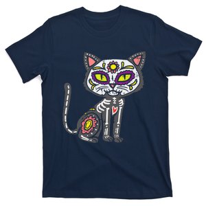 Sugar Skull Cat Dia De Muertos Day Of Dead Halloween Mexican T-Shirt