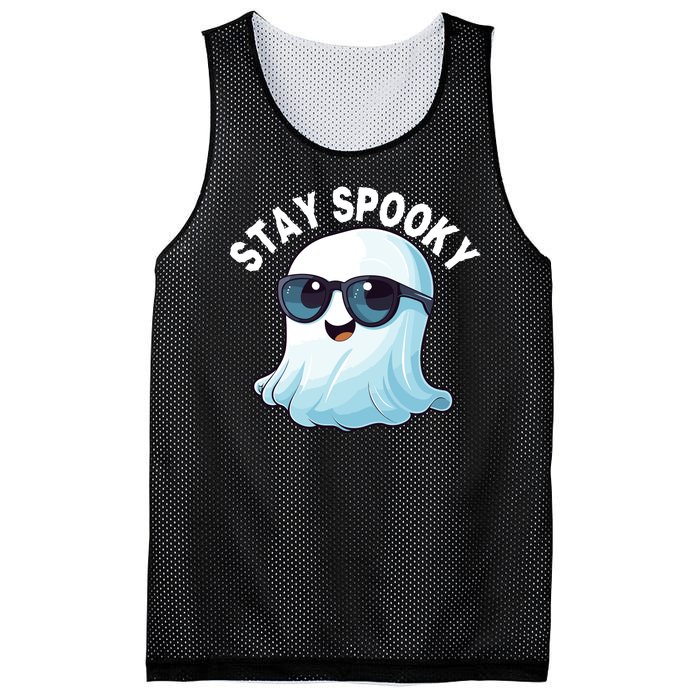 Stay Spooky Cute Ghost Boo Spooky Season Funny Halloween Spooky Boo Mesh Reversible Basketball Jersey Tank