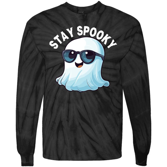 Stay Spooky Cute Ghost Boo Spooky Season Funny Halloween Spooky Boo Tie-Dye Long Sleeve Shirt