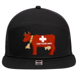 Switzerland Swiss Cow 7 Panel Mesh Trucker Snapback Hat