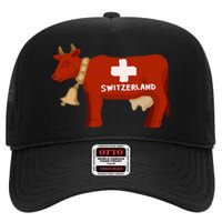 Switzerland Swiss Cow High Crown Mesh Back Trucker Hat