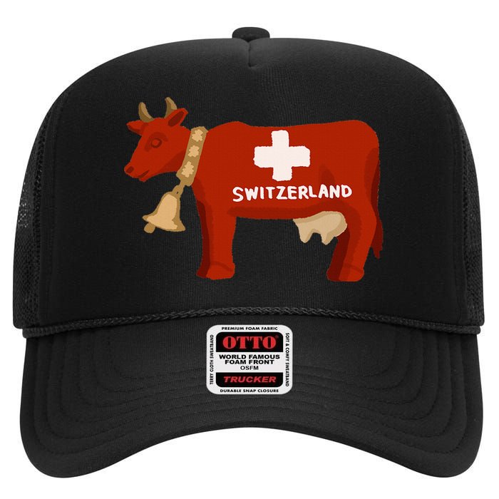 Switzerland Swiss Cow High Crown Mesh Back Trucker Hat