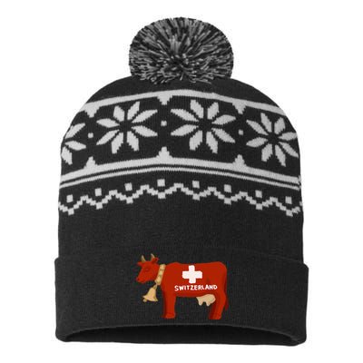 Switzerland Swiss Cow USA-Made Snowflake Beanie