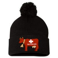 Switzerland Swiss Cow Pom Pom 12in Knit Beanie