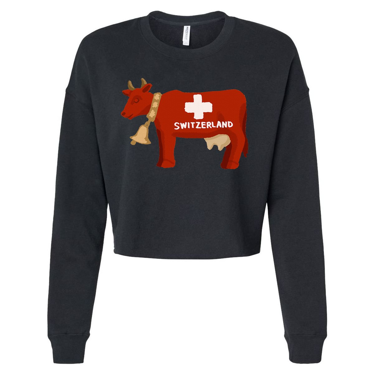 Switzerland Swiss Cow Cropped Pullover Crew