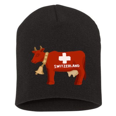 Switzerland Swiss Cow Short Acrylic Beanie