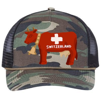 Switzerland Swiss Cow Retro Rope Trucker Hat Cap