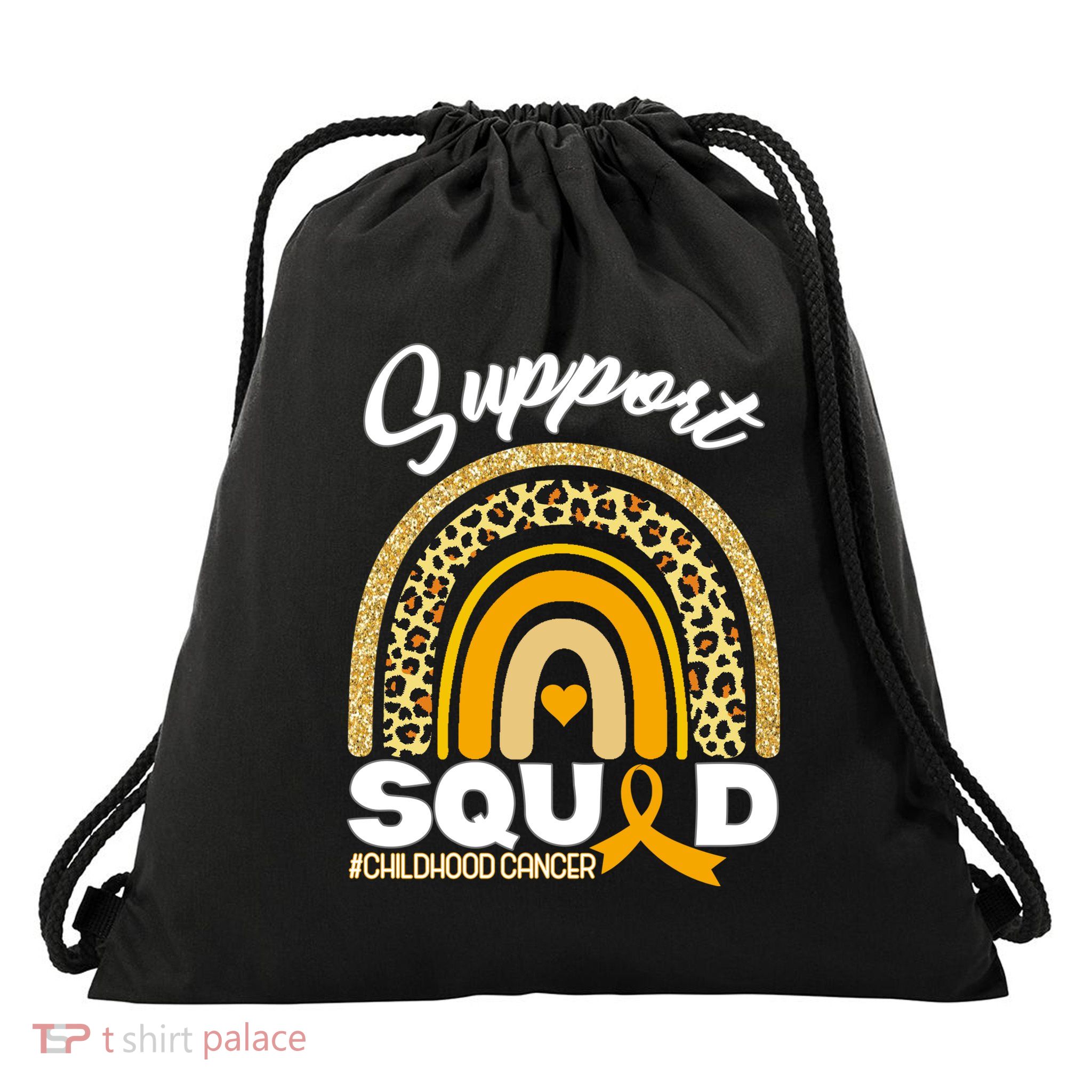 Support Squad Childhood Cancer Drawstring Bag