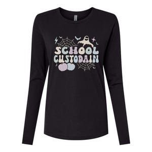 Spooky School Custodian Halloween School Janitor Cool Gift Womens Cotton Relaxed Long Sleeve T-Shirt