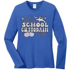 Spooky School Custodian Halloween School Janitor Cool Gift Ladies Long Sleeve Shirt