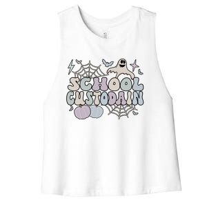 Spooky School Custodian Halloween School Janitor Cool Gift Women's Racerback Cropped Tank