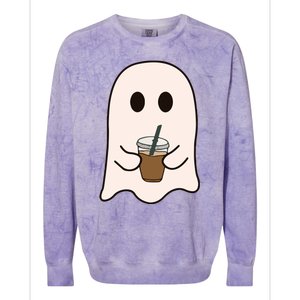 Spooky Season Cute Little Ghost Ice Coffee Halloween Costume Colorblast Crewneck Sweatshirt