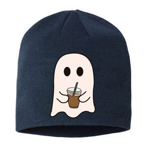 Spooky Season Cute Little Ghost Ice Coffee Halloween Costume Sustainable Beanie