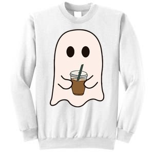 Spooky Season Cute Little Ghost Ice Coffee Halloween Costume Sweatshirt