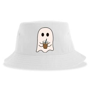 Spooky Season Cute Little Ghost Ice Coffee Halloween Costume Sustainable Bucket Hat