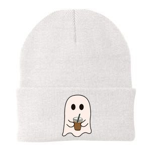 Spooky Season Cute Little Ghost Ice Coffee Halloween Costume Knit Cap Winter Beanie