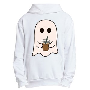 Spooky Season Cute Little Ghost Ice Coffee Halloween Costume Urban Pullover Hoodie